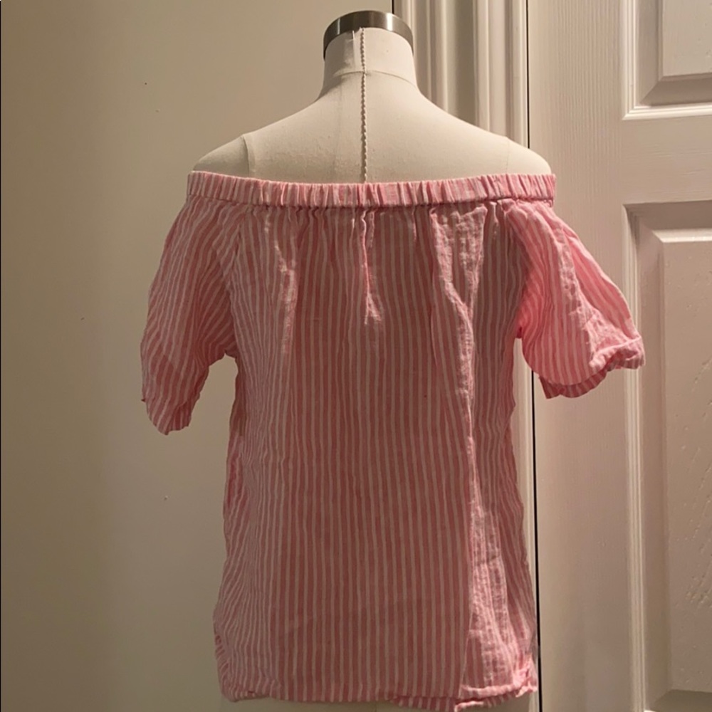🎉HP🎉 J.Crew Factory Off the Shoulder Pinstripe Top - Picture 5 of 6